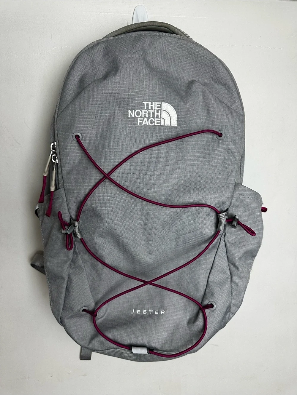 The North Face Jester Backpack in Light Gray Plum Cord Unisex Adjustable School